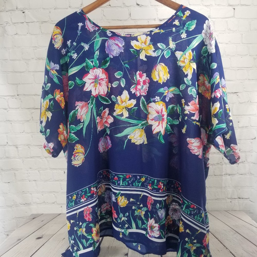 Liz Claiborne Long Sleeve Floral Blouse 1X